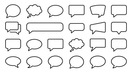 Fototapeta premium Outline Speech Bubble Line Icons � Communication and Chat UI Symbols