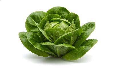 Fototapeta premium Close-up of bright green lettuce with layered, curly leaves, dewy and ultra-fresh appearance.