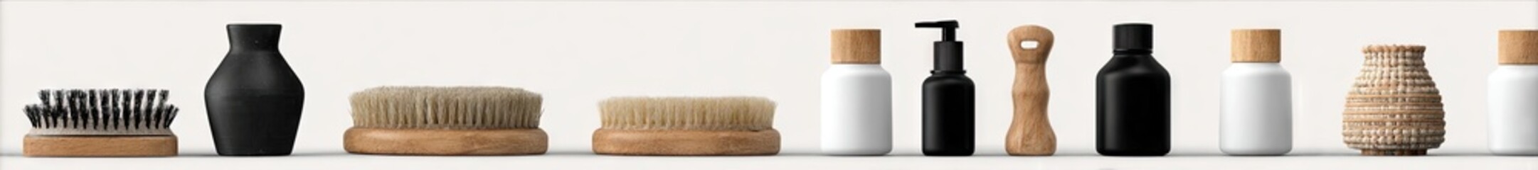 Assorted cosmetic and home goods on a shelf