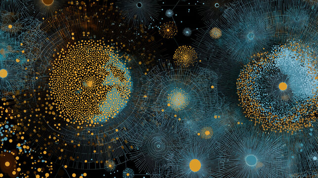 An abstract visualization of unsupervised learning where AI discovers hidden patterns in data.