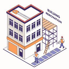 Fototapeta premium Building Renovation and Construction Concept Vector Art