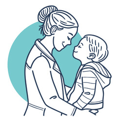 Obraz premium Minimalist Outline of a Mother and Child Embracing