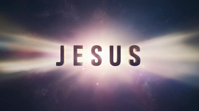 Christian Cross with Jesus Text Typography on Dramatic Background