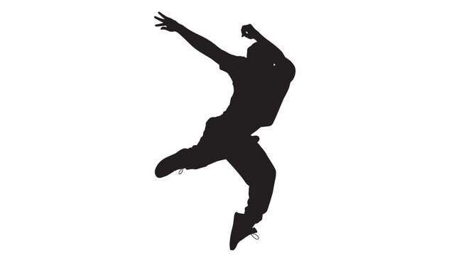 Energetic Male Hip Hop Dancer Silhouette Jumping in Mid Air for Street Dance Performance and Urban Fitness Lifestyle
