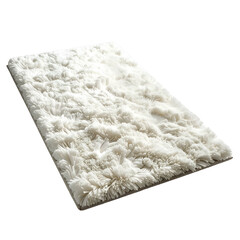 Obraz premium Ivory-toned, rectangular fluffy rug; angled shot on a black background, texture prominent