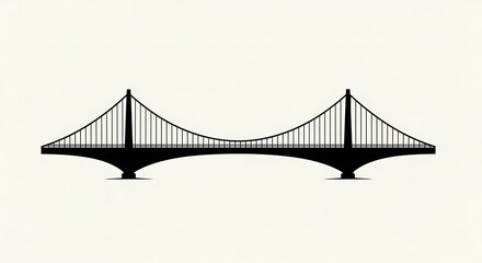 Fototapeta premium Iconic suspension bridge silhouette illustration.