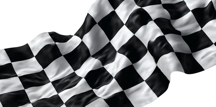 Detailed View of Waving Checkered Racing Flag Fabric isolated on a transparent background