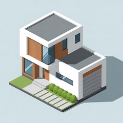 Fototapeta premium Modern white house with garage.