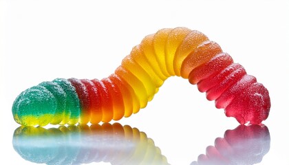 Colorful Sugary Gummy Worm Isolated On Transparent Background