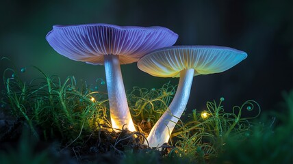 The Purple Mushrooms at Night