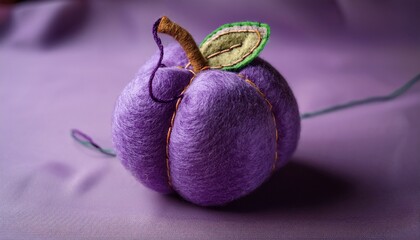 Felt Plum Fruit With Decorative Stitching And Soft Texture