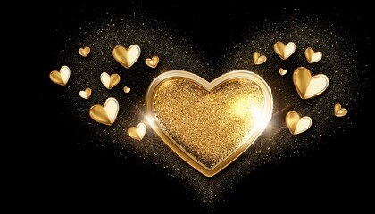 Golden Hearts Sparkling And Trailing Across A Dark Background Symbolizing Love And Celebration Isolated On Transparent Background