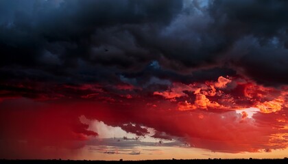 Dramatic Red Sky With Black Ominous Clouds Dramatic Red Sky Black Ominous Clouds Stormy Weather Dark