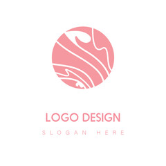 Minimalist Pink Circular Marble Logo Design on White Background with Abstract Fluid Line Art for Beauty Cosmetics Branding Elegant Skincare Boutique Icon Modern Feminine