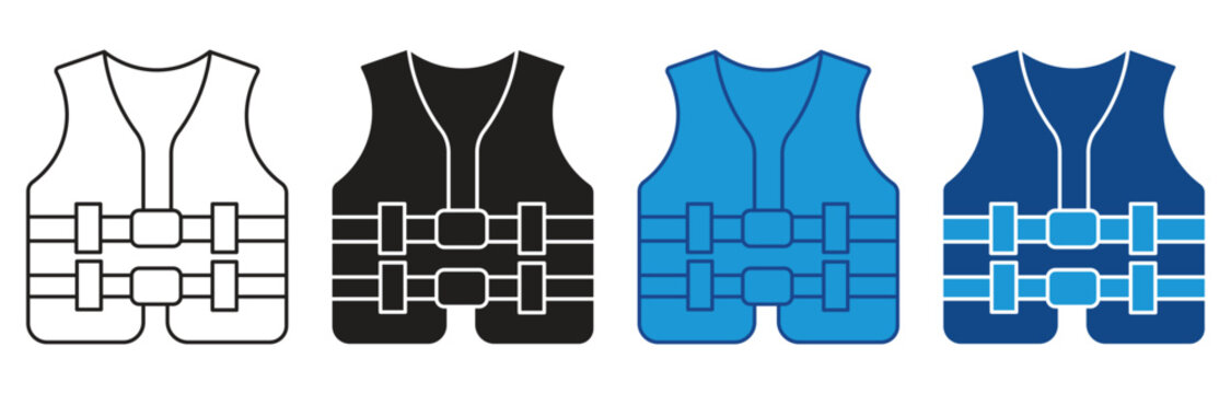  Life jacket icon set. Safety vest icon. Road vest icon , isolated on white background. Vector illustration.