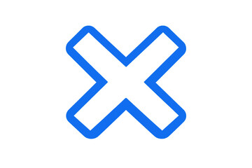 Fototapeta premium Blue outline cross icon representing error, negation, cancellation, or closing. Vector graphic with transparent background