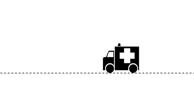 ambulance icon .Ambulance Paramedic Vehicle Icon .. Emergency service. Equipped automobile. silhouette symbol on white space. Solid pictogram.