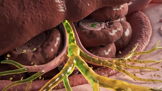 Gallbladder Bile Flow Animation: Digestive System, Liver, Bile Ducts, Gallstones