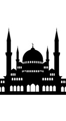 Fototapeta premium Mosque silhouette with minarets and dome.