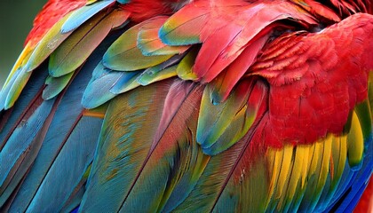 Obraz premium Vibrant Close Up Of Colorful Macaw Parrot Feathers