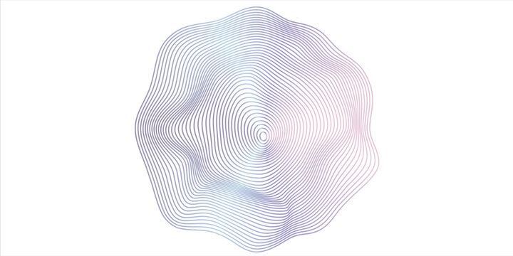 Abstract flowing wave surface of circle lines with colorful soft tone color palette on white background for design element, banner, background