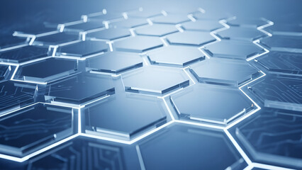 abstract blue background with hexagons