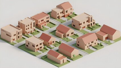 houses on a white background