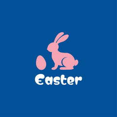 Fototapeta premium Logo for Easter pink bunny with egg Easter holiday