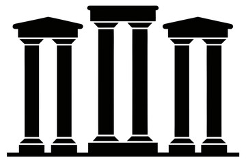 Fototapeta premium Ancient Roman Column Silhouettes Black Vector Icon