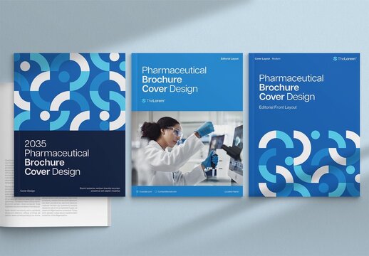 Brochure Cover Template for Medical Research, Science Lab & Pharmaceutical Report & Case Study Pages