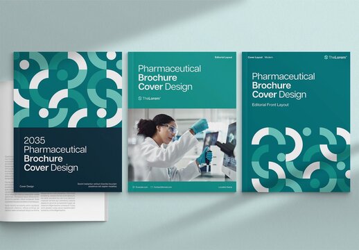 Brochure Cover Template for Medical Research, Science Lab & Pharmaceutical Report & Case Study Pages