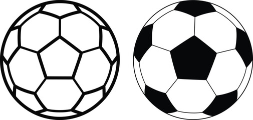Obraz premium Two black and white soccer balls side by side illustration
