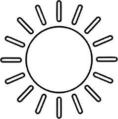 Obraz premium Minimalist outline of a radiant sun, symbolizing warmth, light, and energy, perfect for designs conveying brightness, summer, and positive environmental concepts