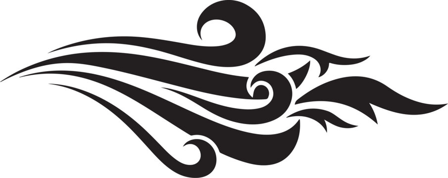 Tribal tattoo design with swirling black and white lines