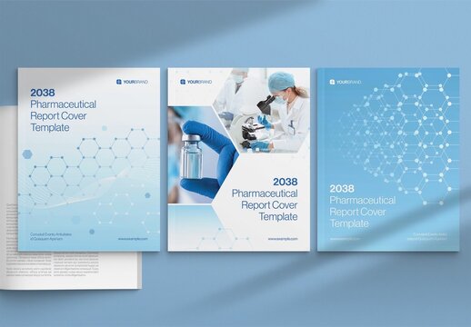 Brochure Cover Template for Medical Research, Science Lab & Pharmaceutical Report & Case Study Pages