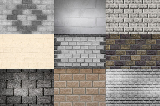 Set of Different Brick Wall Background
