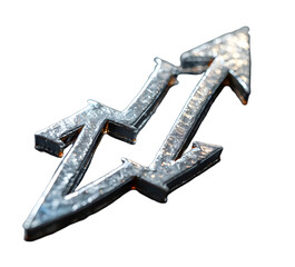 Business growing graph icon Silver color 3D object High quality photo