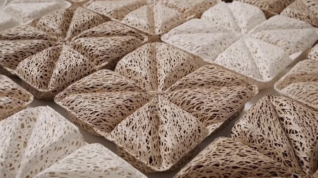 Geometric Textile Pattern Texture Background in Neutral Tones with Intricate Woven Details