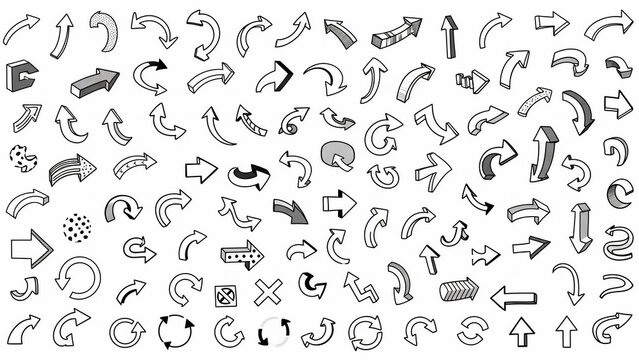 100+ Decorative Sketch Arrows and Pointers Collection on White Background