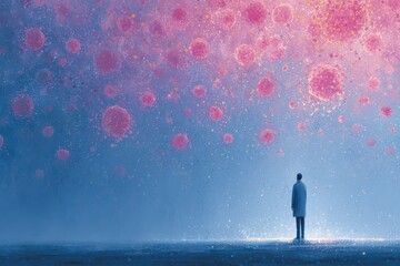 Healthcare illustration of foreign cells in the body with a medical professional