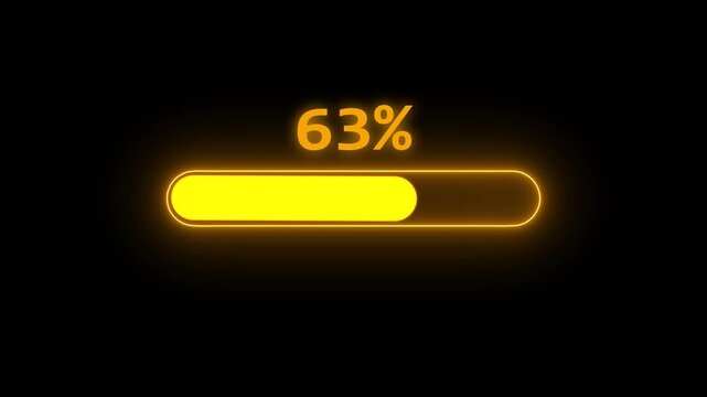 Loading Bar Progress Animation HUD hi-tech loading screen or countdown with percentage going from 0 to 100.
