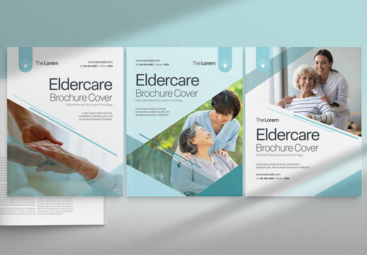 Brochure Cover Template with Eldercare Theme for Care Industry Reports & Retirement Home Brochures