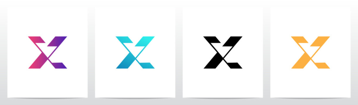 Rectangular Shape Connected by Lines Letter Initial Logo Design X