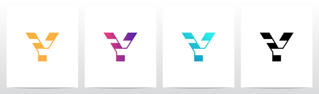 Rectangular Shape Connected by Lines Letter Initial Logo Design Y