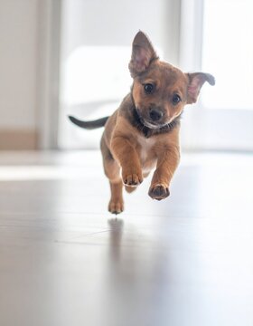 Hundewelpe stolpert &uuml;ber seine Pfoten