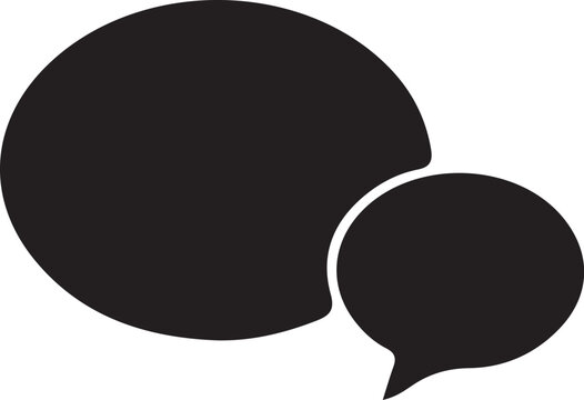 Two black speech bubbles silhouette isolated on transparent background