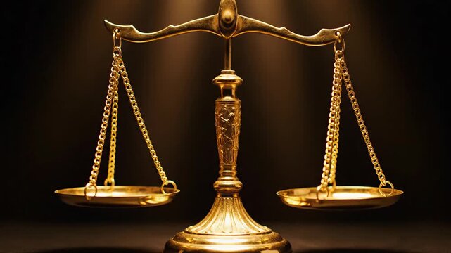 Golden Scales of Justice, Symbol of Law, Balance, and Fairness