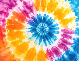 Vibrant Psychedelic Spiral Tie-Dye Fabric Pattern Background