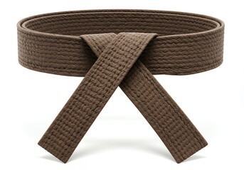 Brown Martial Arts Belt for Advanced Student Rank, Karate and Judo High Level Symbol for Professional Training and Sports Competition, 3D Render