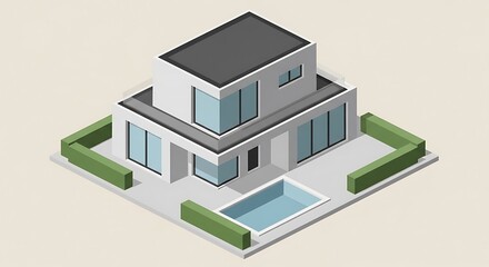 Fototapeta premium Modern house with pool and garden.